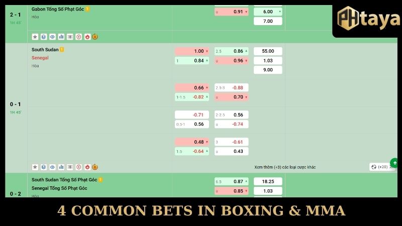 Boxing & MMA - Fierce fighting arena with classy PHTaya 6 4 common bets in Boxing & MMA